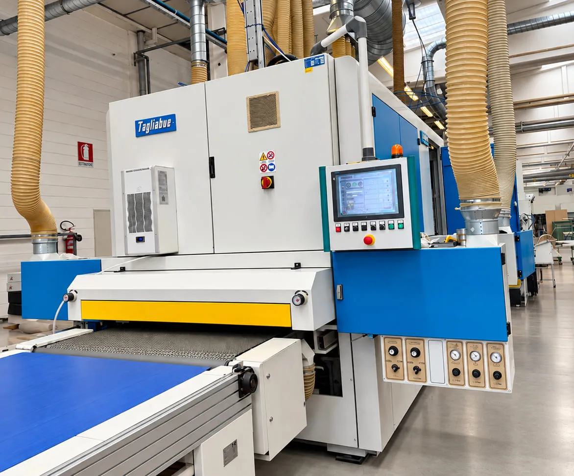 Tagliabue sanding line running in a woodworking plant