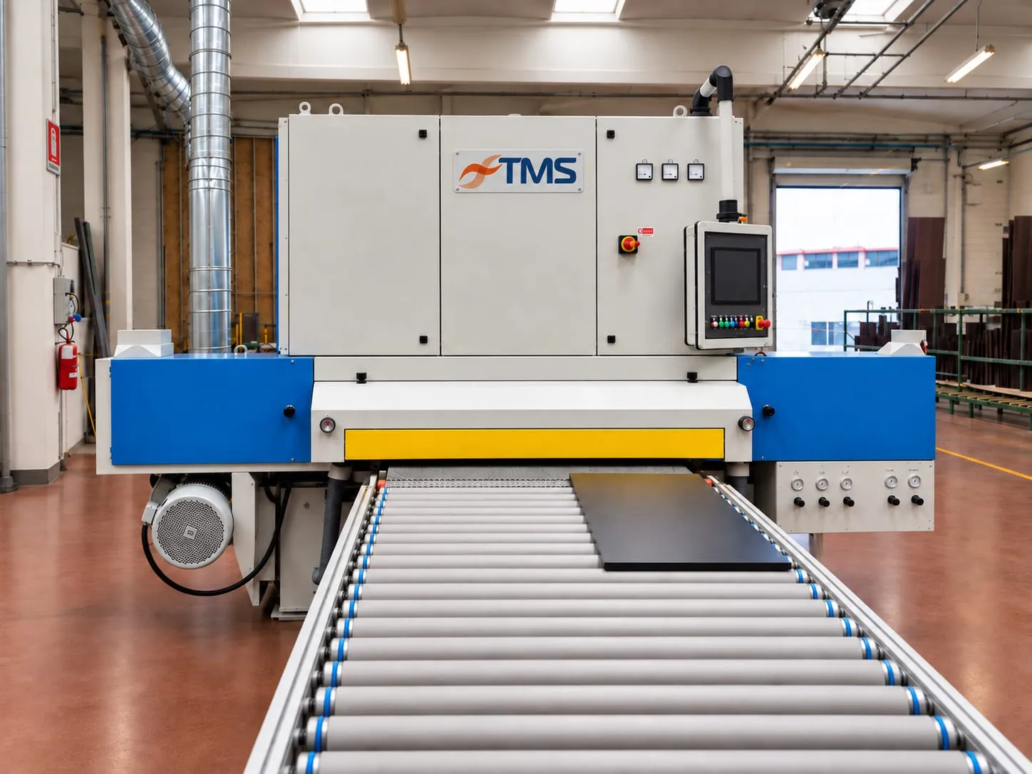 Overhauled Tagliabue sanding machine with infeed roller conveyor